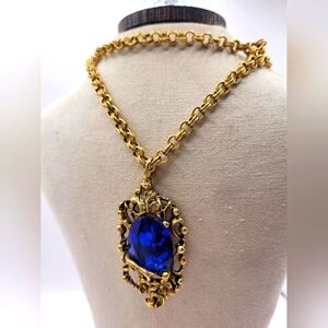 Jennifer Elizabeth Azure Blue Pendant Gold Plated Necklace